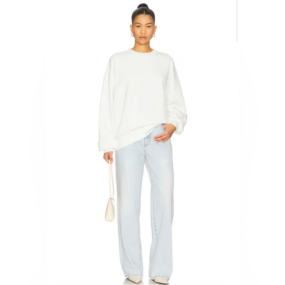 NWT anine bing Miles Sweatshirt Framed Monogram in Off White size small - Picture 1 of 6